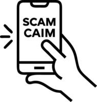 A hand holding a glowing Scam Alert notification on a smartphone Set 3 vector