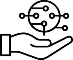 A hand holding a glowing sphere with interconnected tech icons vector