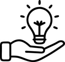 A hand holding a glowing light bulb symbolizing innovation and problem solving in idea generation vector