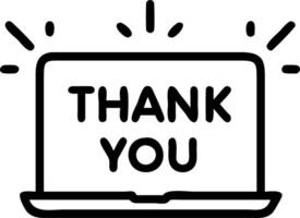 A glowing Thank You hologram hovering over a laptop representing a thank you gesture in a digital communication interface Set 2 vector