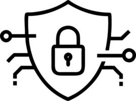 A glowing shield and lock combination appear in a digital interface symbolizing security lockdown and secure systems Set 3 vector