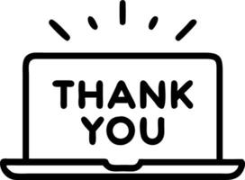 A glowing Thank You hologram hovering over a laptop representing a thank you gesture in a digital communication interface vector