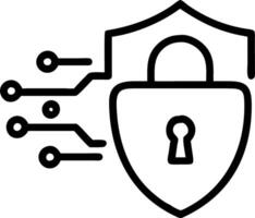 A glowing shield and lock combination appear in a digital interface symbolizing security lockdown and secure systems Set 2 vector