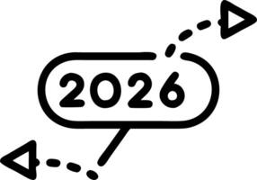 A glowing roadmap features milestones labeled 2026 and beyond representing future planning and strategic roadmap development Set 9 vector