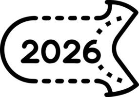 A glowing roadmap features milestones labeled 2026 and beyond representing future planning and strategic roadmap development vector