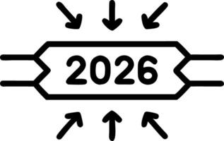 A glowing roadmap features milestones labeled 2026 and beyond representing future planning and strategic roadmap development Set 3 vector