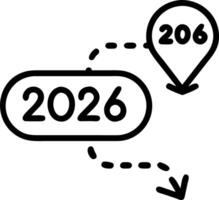 A glowing roadmap features milestones labeled 2026 and beyond representing future planning and strategic roadmap development Set 5 vector