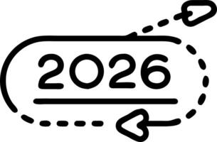 A glowing roadmap features milestones labeled 2026 and beyond representing future planning and strategic roadmap development Set 2 vector