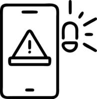 A glowing red alert icon held above a mobile device representing risk or system warnings vector