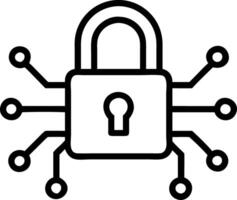 A glowing lock icon over holographic data ensuring data privacy and compliance in digital systems vector