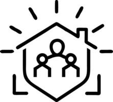 A glowing house icon with family related safety metrics representing family centric security in a digital security system vector