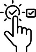 A glowing checkmark being activated by a fingertip in a futuristic interface to represent approval systems in digital workflows vector