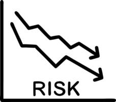 A glowing chart showing risk levels with red zones decreasing representing risk assessment in a digital risk management system vector