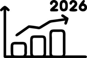 A glowing bar chart with futuristic projections representing visionary goals for 2026 and beyond vector