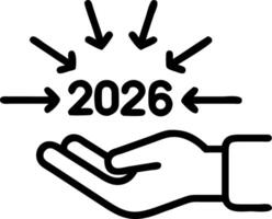 A futuristic chart with a radiant 2026 label overhead guided by a hand charting business growth strategies for the coming year vector