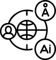 A digital sphere with AI icons for role play letting participants balance automated processes with moral and ethical considerations vector