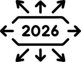 2026 vision depicted by a glowing interface with futuristic arrows pointing to opportunities in 2026 in a strategic foresight scenario vector