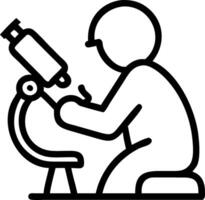 Young scientist using microscope in laboratory conducting research examining samples engaged in scientific study and experimentation vector
