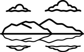 Watercolor illustration of lake and mountains with cloudy sky and reflection on water ideal for nature landscapes and serene designs Set 2 vector