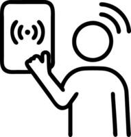 voice recording man touching microphone icon smartphone mobile application record sound audio music voice message use voice direct AI search information internet Set 10 vector