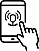 voice recording man touching microphone icon smartphone mobile application record sound audio music voice message use voice direct AI search information internet Set 13 vector