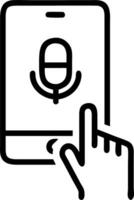 voice recording man touching microphone icon smartphone mobile application record sound audio music voice message use voice direct AI search information internet Set 11 vector