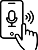 voice recording man touching microphone icon smartphone mobile application record sound audio music voice message use voice direct AI search information internet Set 3 vector