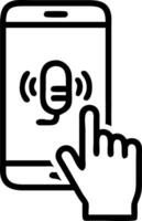 voice recording man touching microphone icon smartphone mobile application record sound audio music voice message use voice direct AI search information internet Set 9 vector