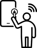 voice recording man touching microphone icon smartphone mobile application record sound audio music voice message use voice direct AI search information internet Set 7 vector