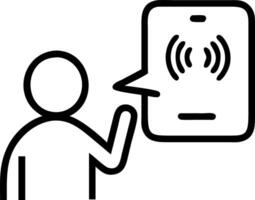 Voice recording man hits microphone icon on smartphone captures audio merges AI for faster search fosters brand engagement synergy lens approach user convenience vector