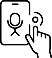 voice recording man touching microphone icon smartphone mobile application record sound audio music voice message use voice direct AI search information internet Set 2 vector