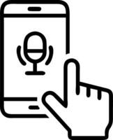 voice recording man touching microphone icon smartphone mobile application record sound audio music voice message use voice direct AI search information internet Set 4 vector