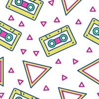 Vibrant retro polygon seamless tiles neon colors on white background excellent for nightlife themes Edition vector