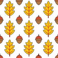 Vibrant autumn trees seamless tile pattern with colorful leaves and acorns for lively fall spaces Set 3 vector