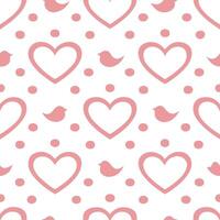 Valentine hearts and lovebirds seamless tile pattern with romantic elements and soft pink tones for charming decor Set 2 vector