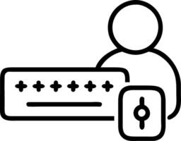 User typing login and password in the concept of cyber security information security data protection and encryption for secure access to users personal information vector