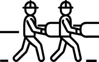 Two workers in safety gear walking along pipeline highlighting industrial safety and infrastructure in natural setting vector