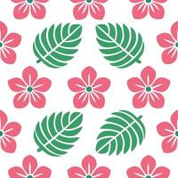 Tropical summer seamless pattern with hibiscus flowers and exotic leaves for bright lively spaces vector