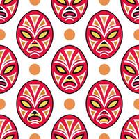 Traditional masks and symbolic patterns seamless tile pattern with bold and vibrant colors vector