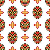 Traditional masks and symbolic patterns seamless tile pattern with bold and vibrant colors Set 2 vector