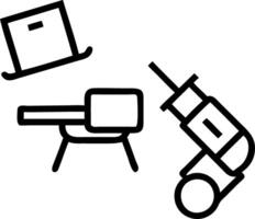 Top view workspace in laboratory with microscope laptop and laboratory tools vector