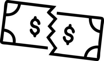 Top view of to hundred dollar bill torn into four parts on to white background symbolizing financial fragmentation and economic instability vector