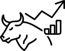 The bull and chart for business or bull market trader concept vector