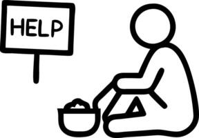 The beggars sitting beside the street with to homeless message please help and work with food highlighting social issues and the need for community support vector