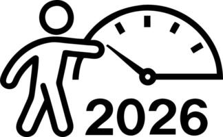 Tap virtual download bar year transition 2026 symbolizing business progress new goals digital readiness beyond new year vector