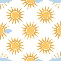 Sunlit summer seamless pattern with sun rays and blue sky accents for an airy open atmosphere vector