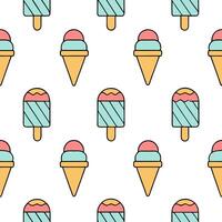 Summer seamless tile pattern with ice cream cones and popsicles for to playful sweet atmosphere vector