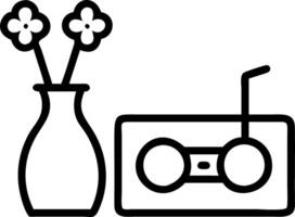 Still life with to retro radio receiver and flower vases representing vintage decor artistic arrangement and nostalgic aesthetics in home design vector