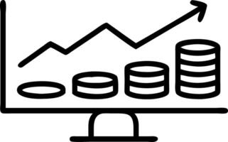 Stacked gold coins reflecting on table with financial stock market graph background Set 4 vector