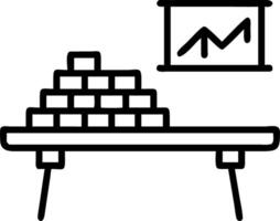 Stacked gold coins reflecting on to table with to financial stock market graph in the background vector